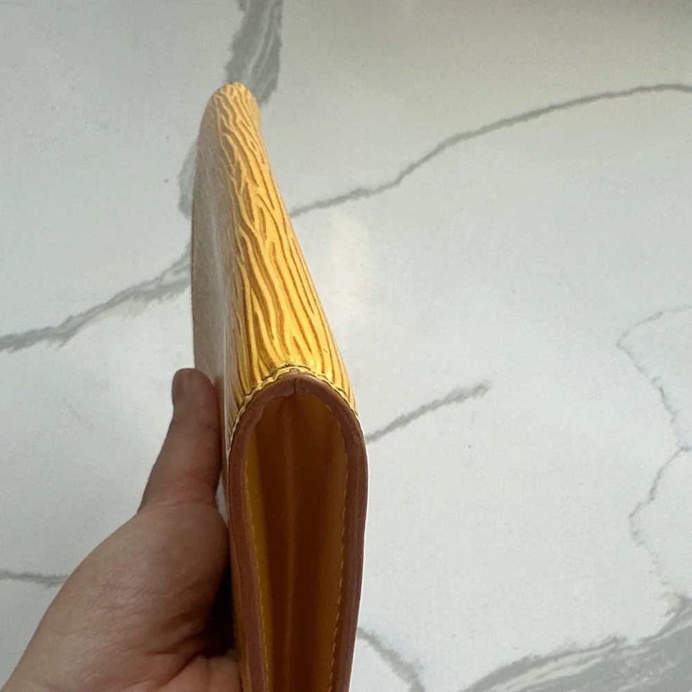 Louis Vuitton Yellow Epi Leather Wristlet Clutch